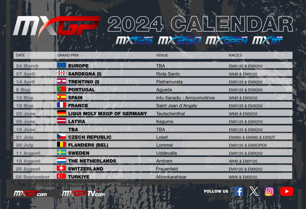 2023 Provisional FIM Motocross World Championship Calendar